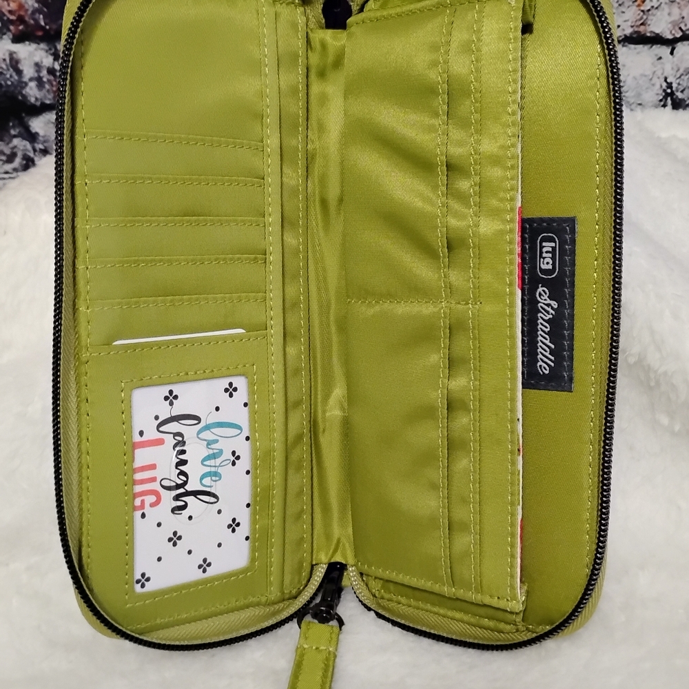 Lug  Straddle Zip Around  Wallet with Wristlet~ Grass Green  OBO - Picture 5 of 10